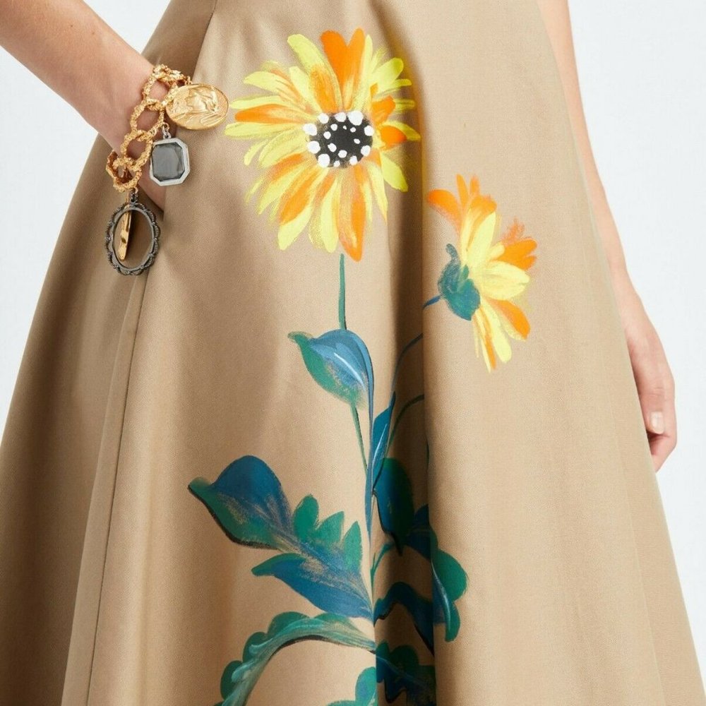SOLD#$2,790 NEW OSCAR DE LA RENTA STUNNING HAND PAINTED DAY DRESS 12 - Picture 7 of 8